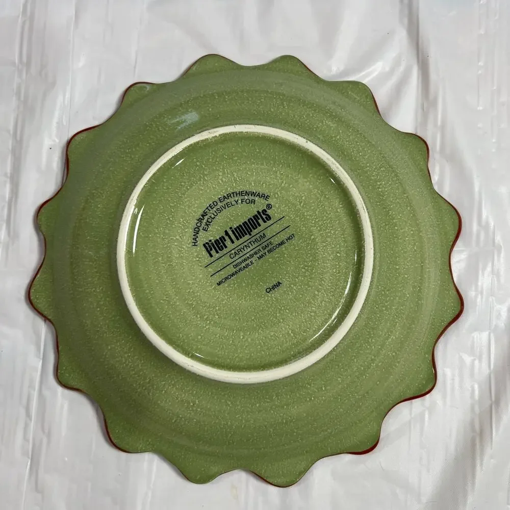 Pier 1 Carynthum Earthenware Plate 8 Inch Handcrafted Floral Dessert Dish